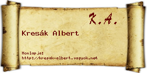 Kresák Albert névjegykártya
