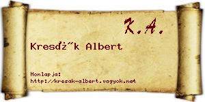 Kresák Albert névjegykártya